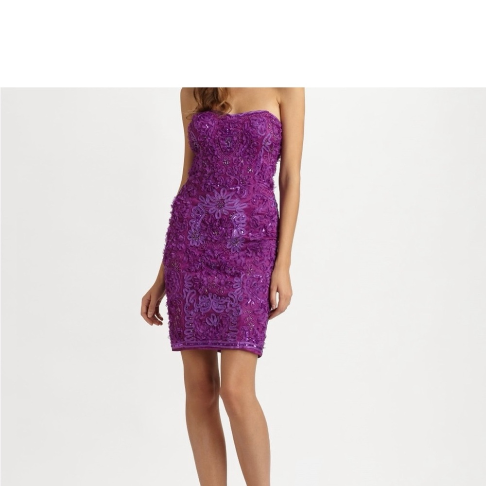 Sue Wong Purple Embroidered Cocktail Dress